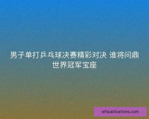 男子单打乒乓球决赛精彩对决 谁将问鼎世界冠军宝座